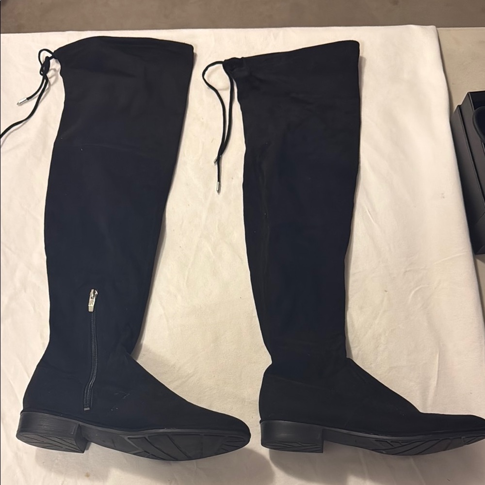 Marc Fisher Black Suede Over-the-Knee Women's Low Heel Boots Size 8.5 EUC